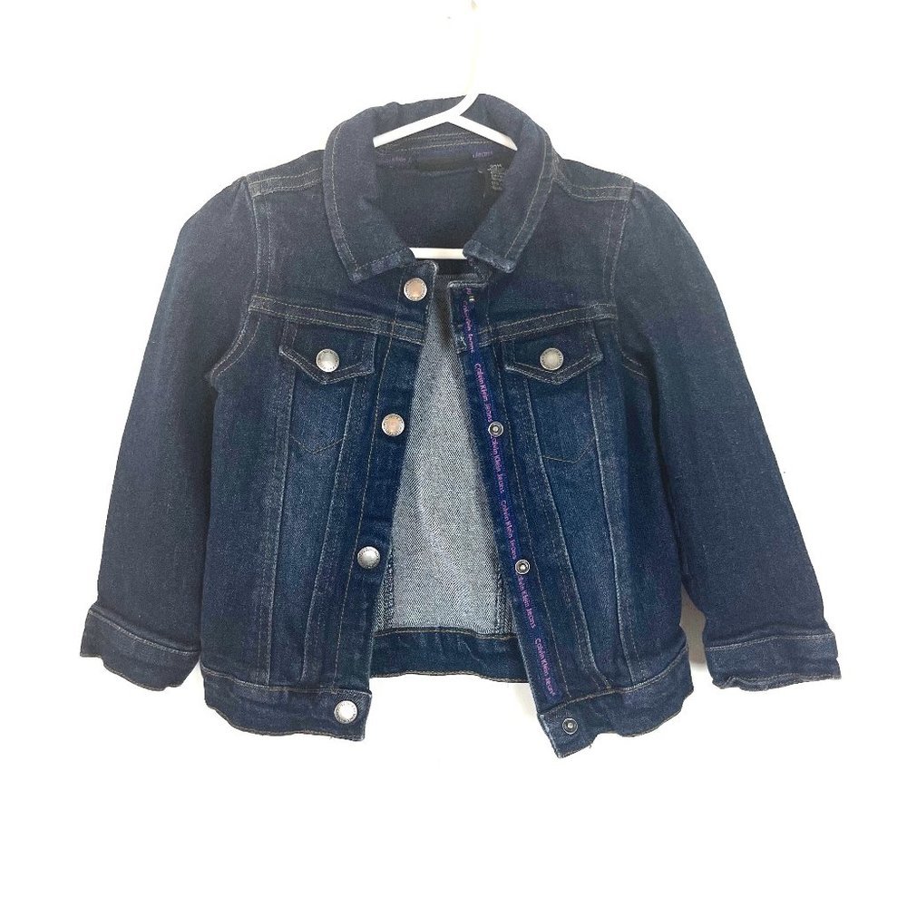 Calvin Klein Girls Long Sleeve Button Front Jean Jacket Size 24 Months